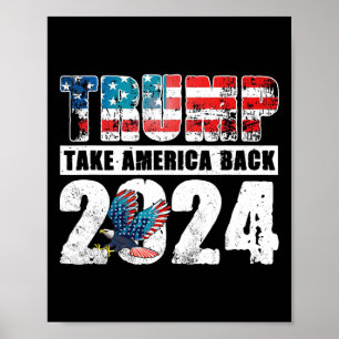 2024 års Flagga för Amerika tillbaka 4:e juli-trum Poster