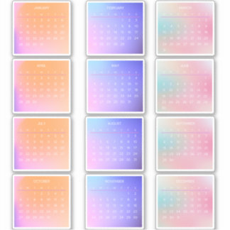 2024 års Fullt för övertoning - månadskalender Klistermärken