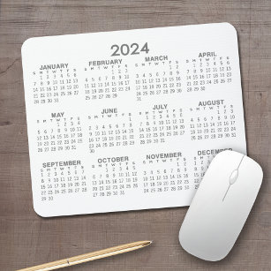 2024 års Fullt-kalender - vågrät - Grått Musmatta