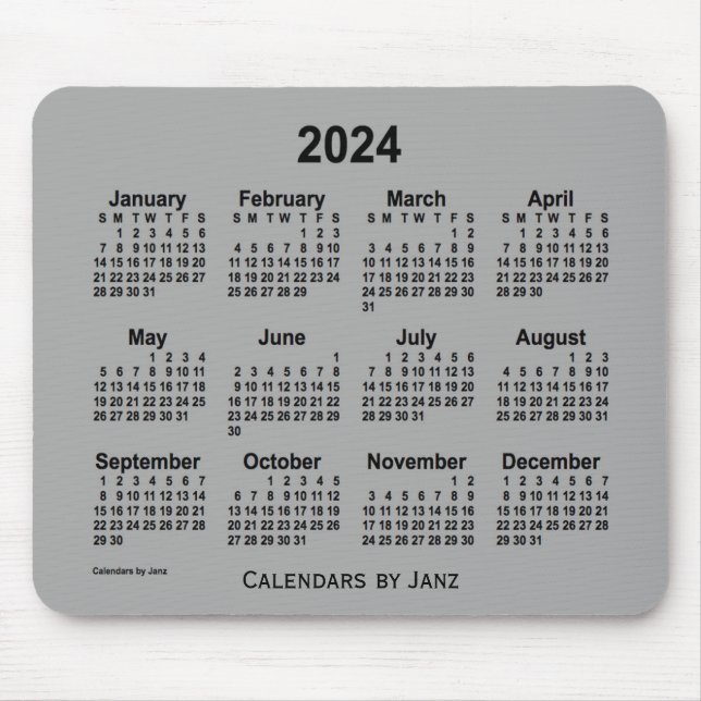 2024 års Grått-kalender för batteri av Janz Mouse  Musmatta (Framsidan)