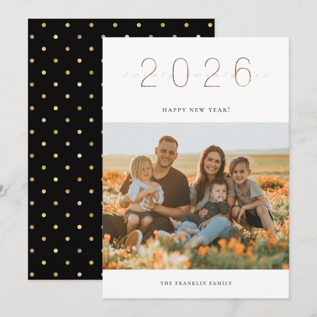 2024 års gyllene fotokort julkort (Fram/baksida)