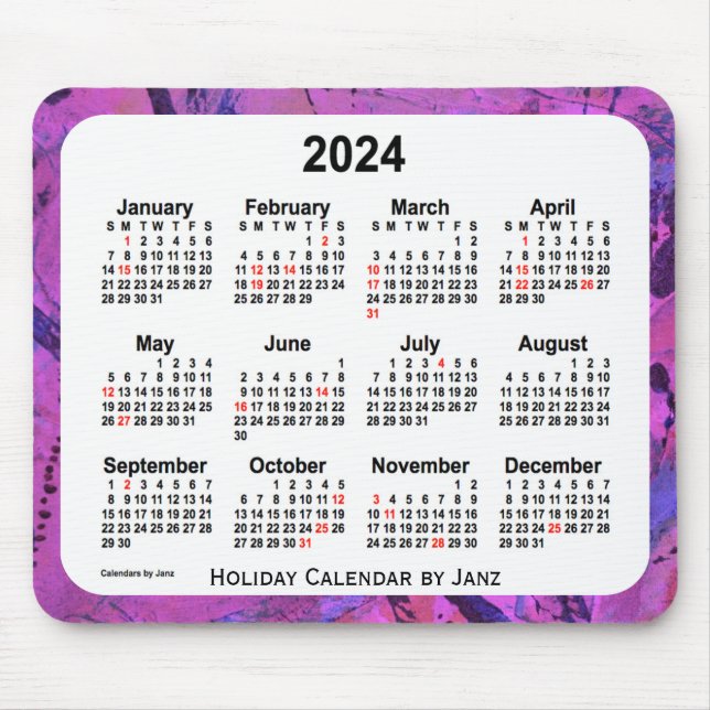 2024 års Helgdag Art Calendar av Janz Musmatta (Framsidan)