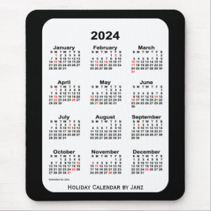2024 års Helgdag, svart kalender från Janz Musmatta