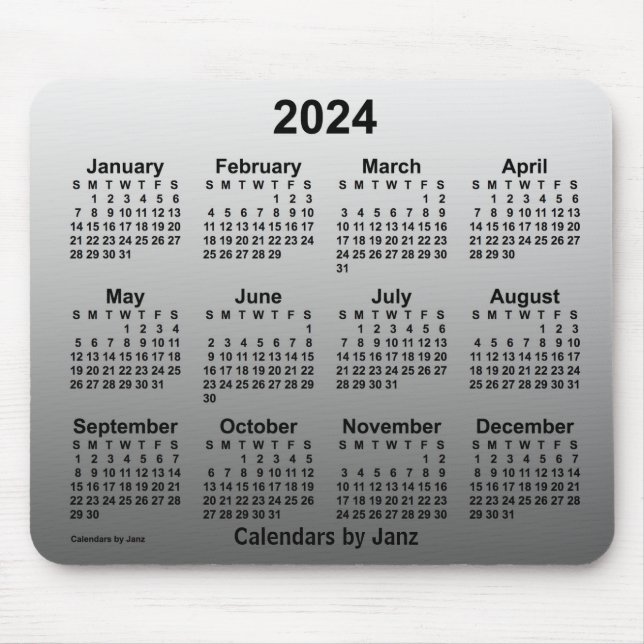 2024 års inmatade vita kalender av Janz Mouse Pad Musmatta (Framsidan)