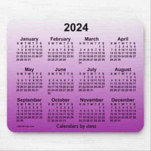 2024 års kalender för Lila av Janz Mouse Pad Musmatta