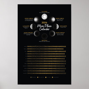 2024 års kalender för Måne i fas och manifest Poster