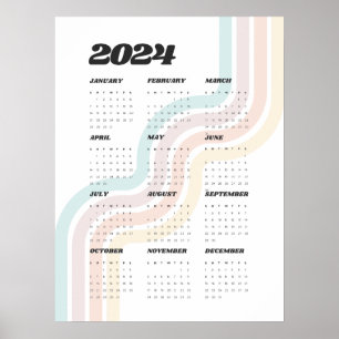 2024 års kalender för Retro Wall - 18" x 24" Poster