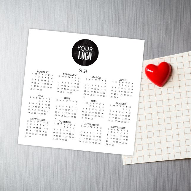2024 års kalender - minimalistisk modern affärsver (Business promotional calendar magnet with your logo. )