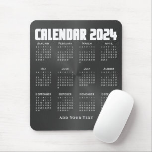 2024 års kalender - svart musmatta