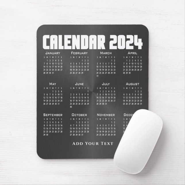 2024 års kalender - svart musmatta (Med mus)