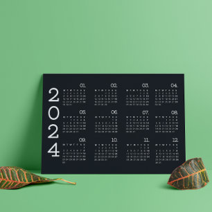 2024 års kalender - svart och vit minimalistisk i program