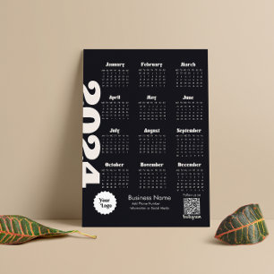 2024 års kalender - svartvitt - bild magnetisk inbjudningskort