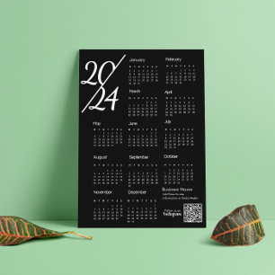 2024 års kalender - svartvitt - bild magnetisk inbjudningskort
