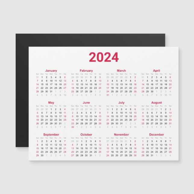2024 års kort i en snabbkalender (Fram/baksida)
