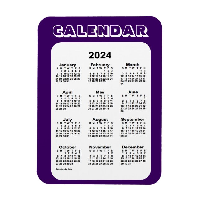 2024 års Lila-kalender från Janz 3x4 Magnet (Vertikal)