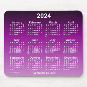 2024 års Lila Neon Calendar av Janz Mouse Pad Musmatta
