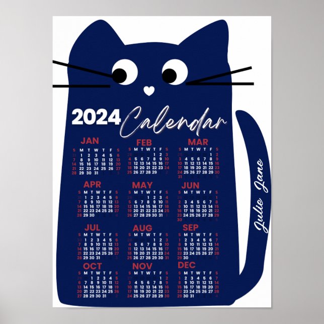 2024 års månadskalender Blått kött i mitten av årh Poster (Framsidan)