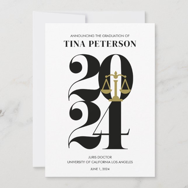 2024 års meddelande från advokatskolan i Studenten Inbjudningar (Framsida)