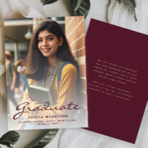 2024 års meddelande om Photo Burgundy Guld Student