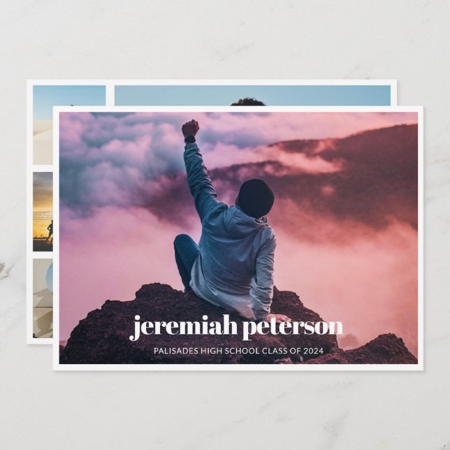 2024 års meddelande om Photo Collage Studenten Inbjudningar (Fram/baksida)