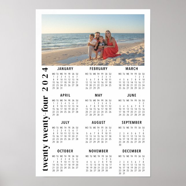 2024 års minimalistisk modern Fotokalender Poster (Framsidan)