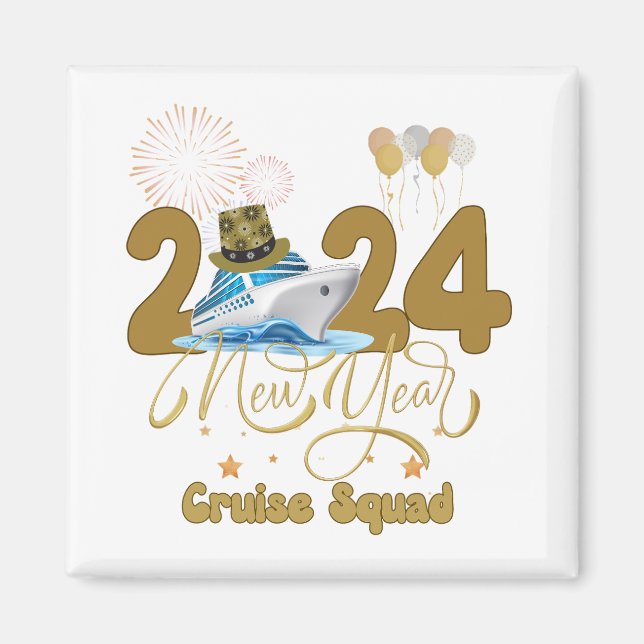 2024 års New Year Cruise Squad NYE Party Travel Gr Magnet (Framsidan)