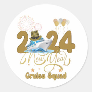 2024 års New Year Cruise Squad NYE Party Travel Gr Runt Klistermärke