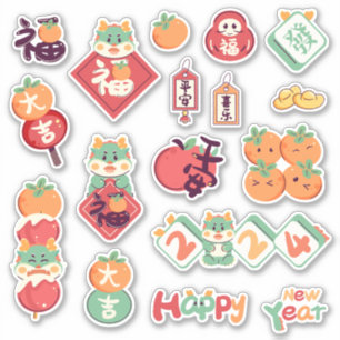 2024 års nyår för Festive Dragon Chinese Lunar Klistermärken
