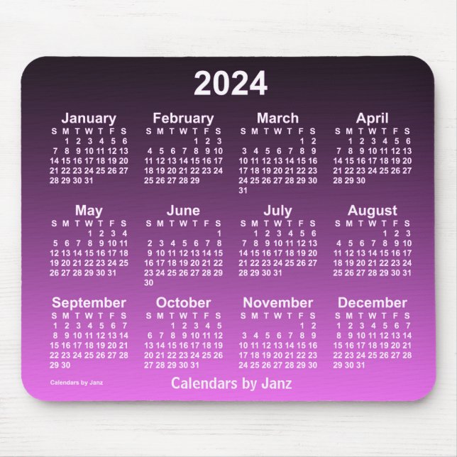 2024 års Shock rosa Neon-kalender från Janz Musmatta (Framsidan)