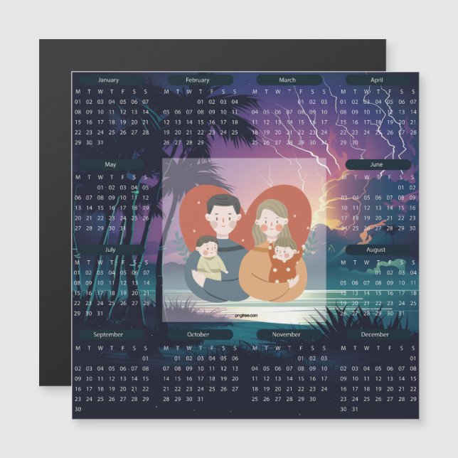 2024 års tids- och blixtkalender (Fram/baksida)