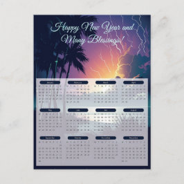 2024 års tids- och blixtkalender vykort