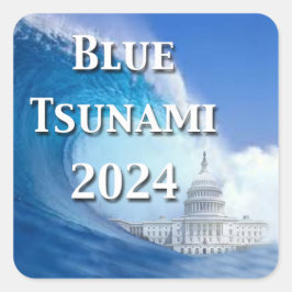 2024 års val av blå tsunami fyrkantigt klistermärke