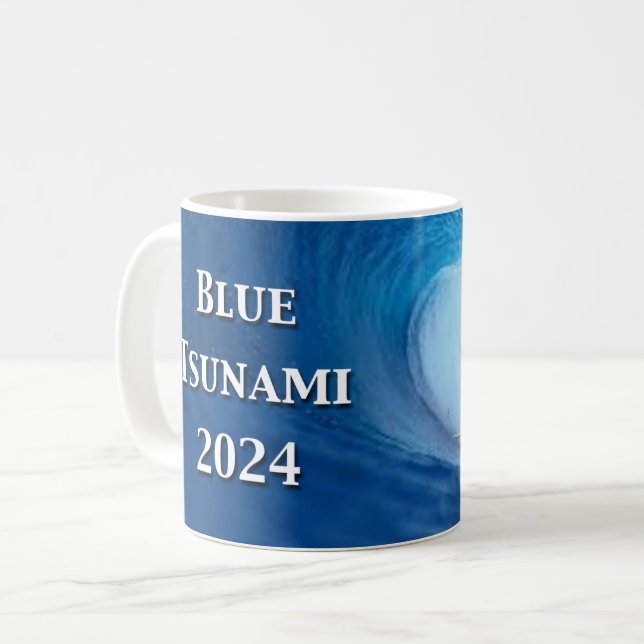 2024 års val av blå tsunami kaffemugg (Framsida vänster)