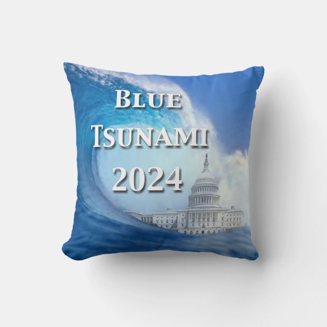 2024 års val av blå tsunami kudde (Framsida)