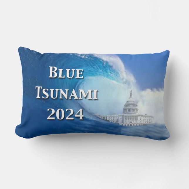 2024 års val av blå tsunami lumbarkudde (Framsida)