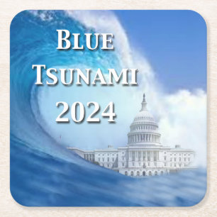2024 års val av blå tsunami underlägg papper kvadrat