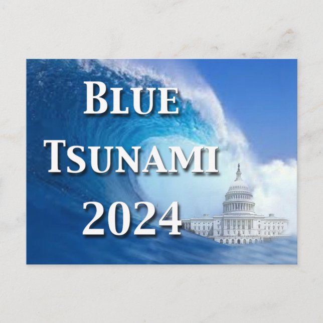 2024 års val av blå tsunami vykort (Framsida)