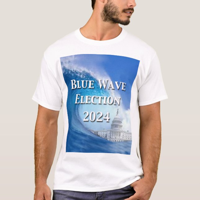 2024 års val av blå våg t shirt (Framsida)