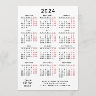 2024 års veckokalender, vit, svart, minimal program
