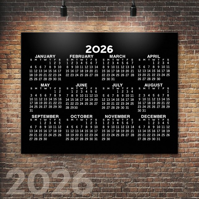 2024 års visningskalender för Fullt - vågrät - sva Poster (2026 Calendar Poster)