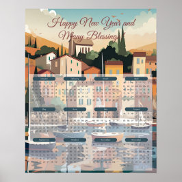 2024 Årstidskalender för kuststad Poster