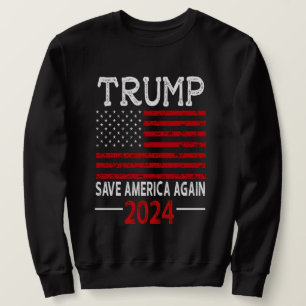 2024 Återigen, USA flagga Lång Ärmad Tröja