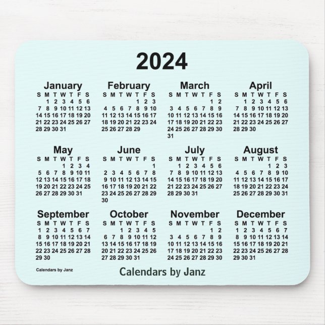 2024 Azure Calendar av Janz Mouse Pad Musmatta (Framsidan)