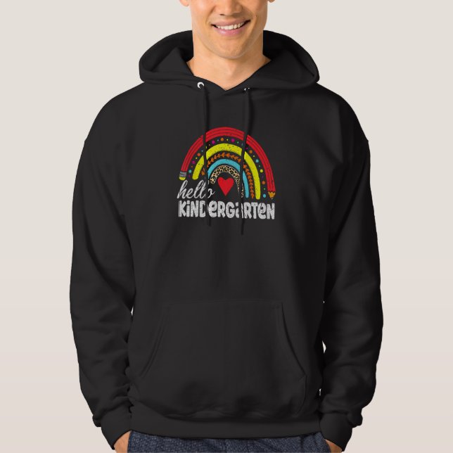 2024 Back To School Hello Kindergarten Teacher Rai Hoodie (Framsida)