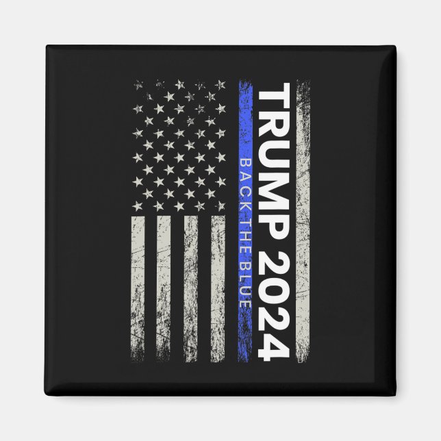 2024 Bakåt den blå tunna blå polisen i Amerika Magnet (Framsidan)