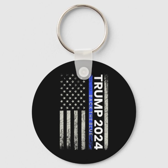 2024 Bakåt den blå tunna blå polisen i Amerika Nyckelring (Framsida)