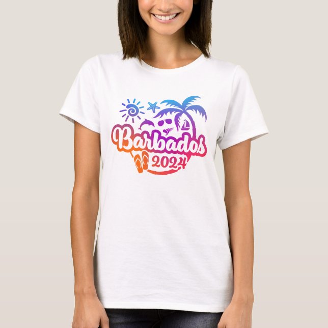 2024 Barbados Karibien Vacation eller Resa T Shirt (Framsida)