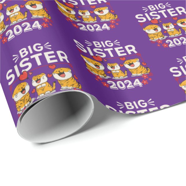 2024 Big Sister Tiger Kärlek Hearts Presentpapper (Rullad Hörn)