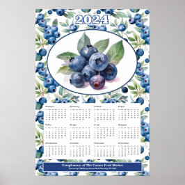 2024 Blåbär Anpassad Kalender Poster