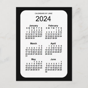 2024 Black 6 Month Mini Calendar från Janz Vykort